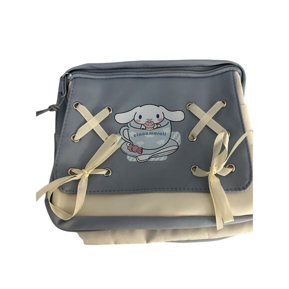 Cinnamoroll Sanrio Back Pack Book Bag Blue White Pre-loved Zipper Pockets - Picture 2 of 6